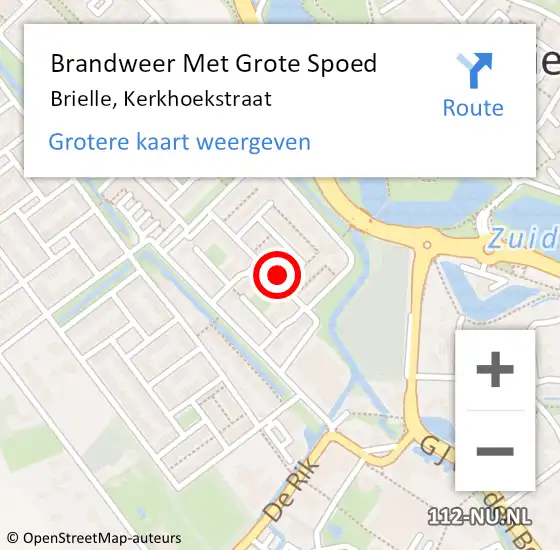 Locatie op kaart van de 112 melding: Brandweer Met Grote Spoed Naar Brielle, Kerkhoekstraat op 10 april 2020 09:49