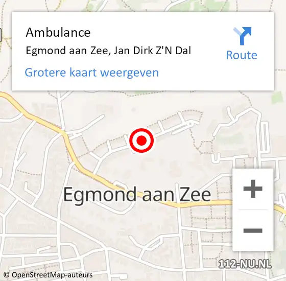 Locatie op kaart van de 112 melding: Ambulance Egmond aan Zee, Jan Dirk Z'N Dal op 10 april 2020 10:02