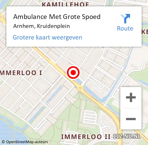 Locatie op kaart van de 112 melding: Ambulance Met Grote Spoed Naar Arnhem, Kruidenplein op 10 april 2020 10:09
