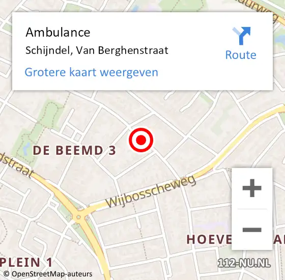 Locatie op kaart van de 112 melding: Ambulance Schijndel, Van Berghenstraat op 10 april 2020 10:17