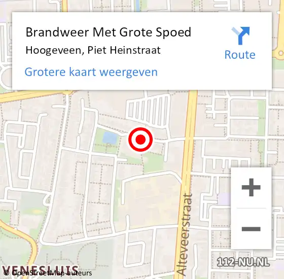 Locatie op kaart van de 112 melding: Brandweer Met Grote Spoed Naar Hoogeveen, Piet Heinstraat op 10 april 2020 10:41