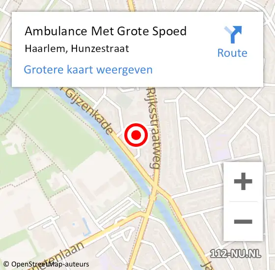 Locatie op kaart van de 112 melding: Ambulance Met Grote Spoed Naar Haarlem, Hunzestraat op 10 april 2020 11:25