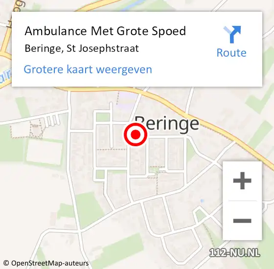 Locatie op kaart van de 112 melding: Ambulance Met Grote Spoed Naar Beringe, St Josephstraat op 3 mei 2014 17:08