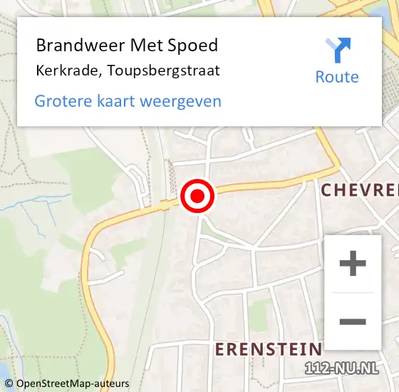 Locatie op kaart van de 112 melding: Brandweer Met Spoed Naar Kerkrade, Toupsbergstraat op 10 april 2020 13:10