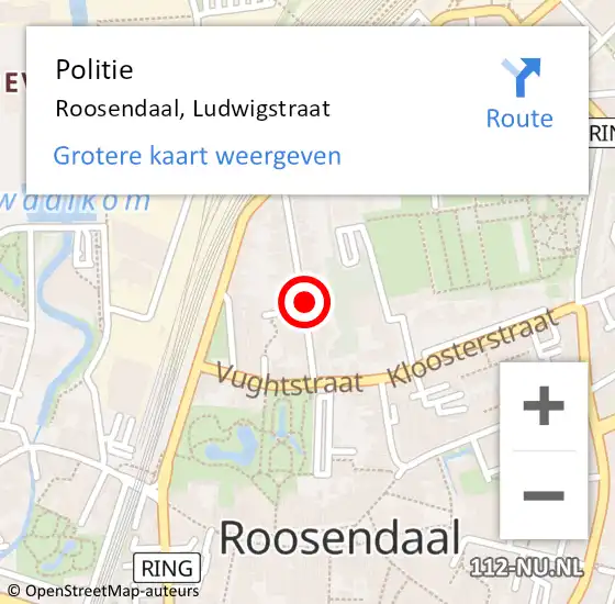 Locatie op kaart van de 112 melding: Politie Roosendaal, Ludwigstraat op 10 april 2020 13:20