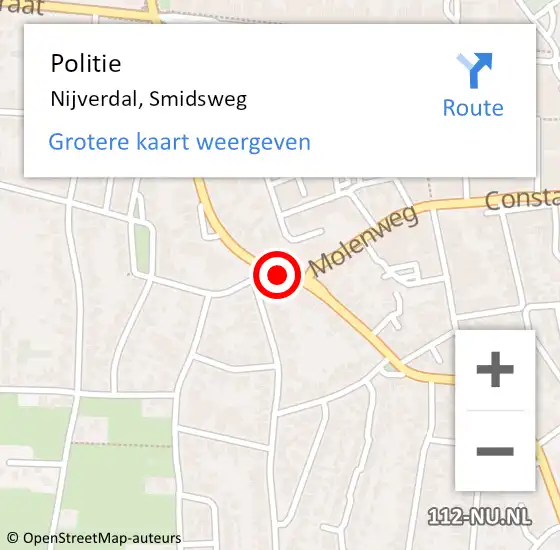Locatie op kaart van de 112 melding: Politie Nijverdal, Smidsweg op 10 april 2020 14:23
