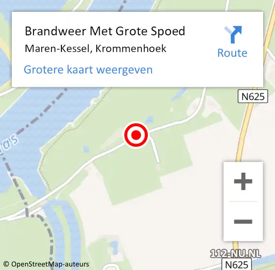 Locatie op kaart van de 112 melding: Brandweer Met Grote Spoed Naar Maren-Kessel, Krommenhoek op 10 april 2020 14:30