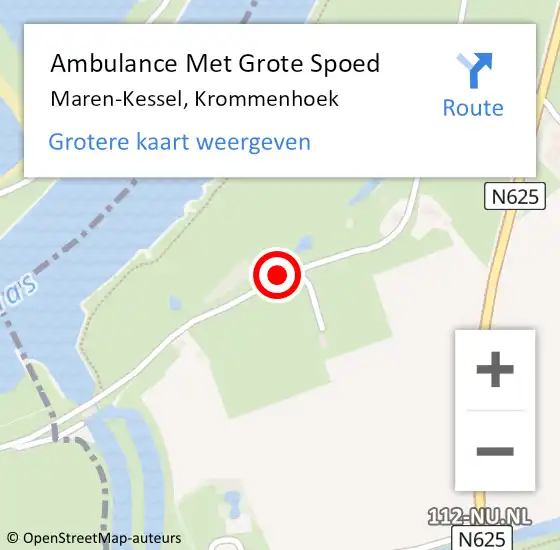 Locatie op kaart van de 112 melding: Ambulance Met Grote Spoed Naar Maren-Kessel, Krommenhoek op 10 april 2020 14:31