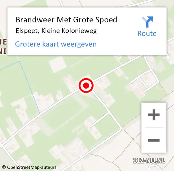 Locatie op kaart van de 112 melding: Brandweer Met Grote Spoed Naar Elspeet, Kleine Kolonieweg op 10 april 2020 14:58