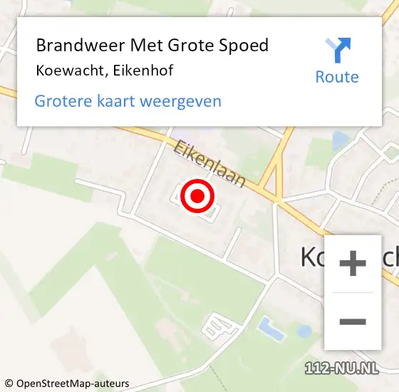 Locatie op kaart van de 112 melding: Brandweer Met Grote Spoed Naar Koewacht, Eikenhof op 10 april 2020 15:43