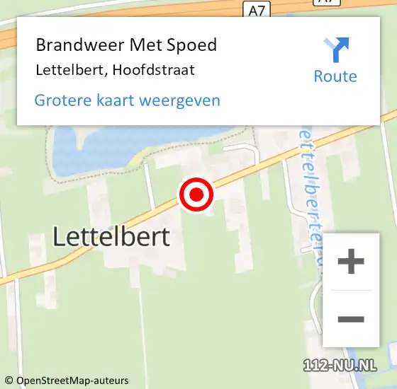 Locatie op kaart van de 112 melding: Brandweer Met Spoed Naar Lettelbert, Hoofdstraat op 10 april 2020 17:08