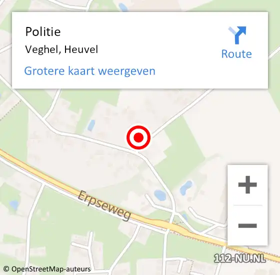Locatie op kaart van de 112 melding: Politie Veghel, Heuvel op 10 april 2020 18:10