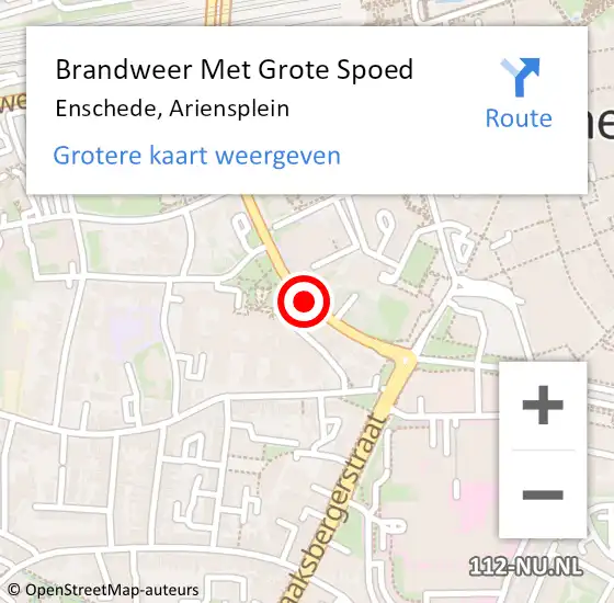 Locatie op kaart van de 112 melding: Brandweer Met Grote Spoed Naar Enschede, Ariensplein op 10 april 2020 18:12