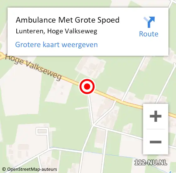 Locatie op kaart van de 112 melding: Ambulance Met Grote Spoed Naar Lunteren, Hoge Valkseweg op 10 april 2020 18:16