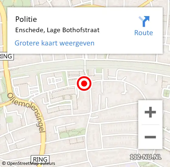 Locatie op kaart van de 112 melding: Politie Enschede, Lage Bothofstraat op 10 april 2020 19:01