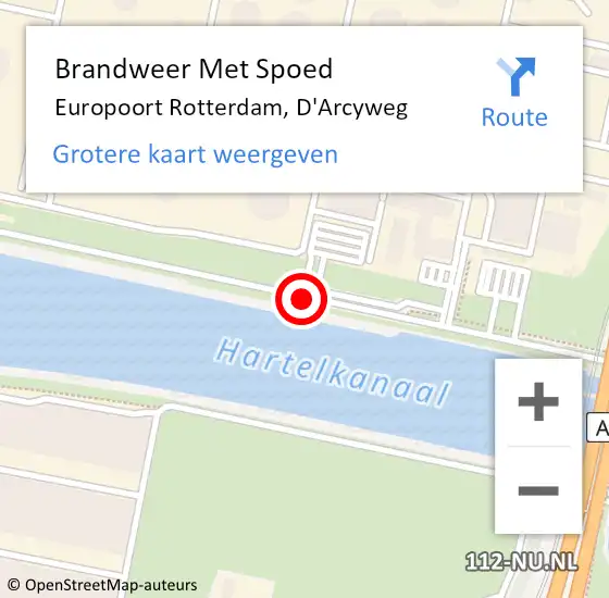 Locatie op kaart van de 112 melding: Brandweer Met Spoed Naar Europoort Rotterdam, D'Arcyweg op 10 april 2020 19:36
