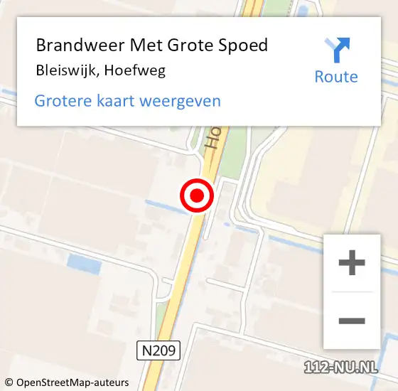 Locatie op kaart van de 112 melding: Brandweer Met Grote Spoed Naar Bleiswijk, Hoefweg op 10 april 2020 19:44