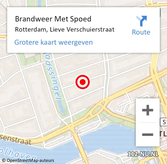 Locatie op kaart van de 112 melding: Brandweer Met Spoed Naar Rotterdam, Lieve Verschuierstraat op 10 april 2020 19:46