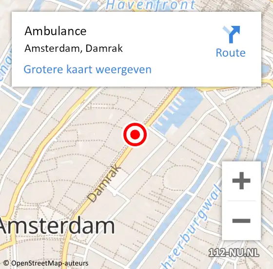 Locatie op kaart van de 112 melding: Ambulance Amsterdam, Damrak op 10 april 2020 20:00