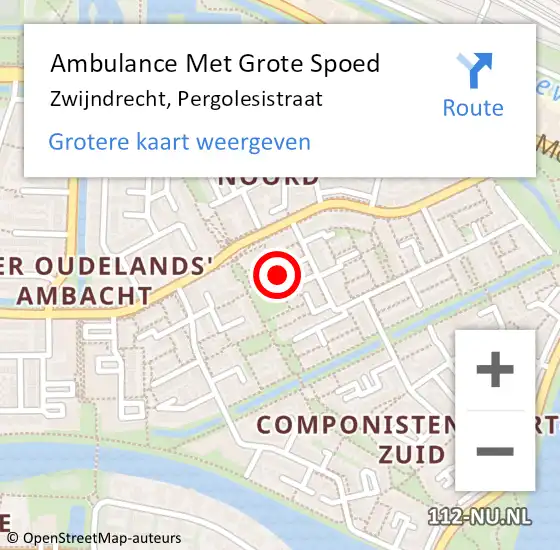 Locatie op kaart van de 112 melding: Ambulance Met Grote Spoed Naar Zwijndrecht, Pergolesistraat op 10 april 2020 20:02