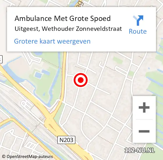 Locatie op kaart van de 112 melding: Ambulance Met Grote Spoed Naar Uitgeest, Wethouder Zonneveldstraat op 10 april 2020 20:16