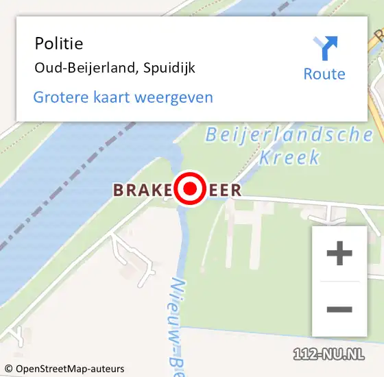 Locatie op kaart van de 112 melding: Politie Oud-Beijerland, Spuidijk op 10 april 2020 20:19