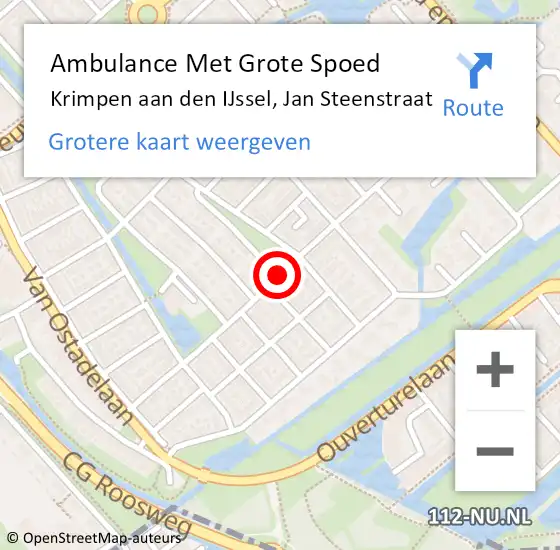 Locatie op kaart van de 112 melding: Ambulance Met Grote Spoed Naar Krimpen aan den IJssel, Jan Steenstraat op 10 april 2020 20:57