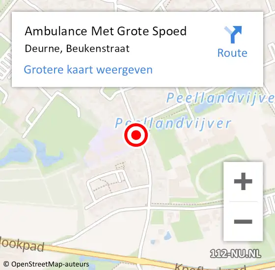 Locatie op kaart van de 112 melding: Ambulance Met Grote Spoed Naar Deurne, Beukenstraat op 10 april 2020 21:00