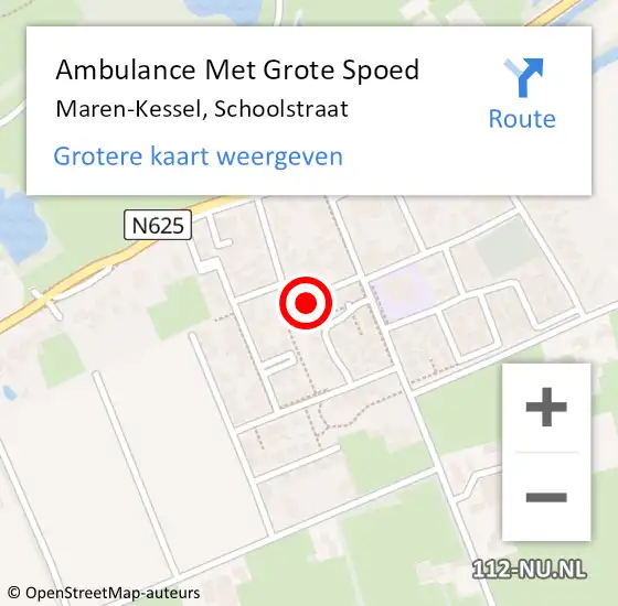 Locatie op kaart van de 112 melding: Ambulance Met Grote Spoed Naar Maren-Kessel, Schoolstraat op 10 april 2020 21:21