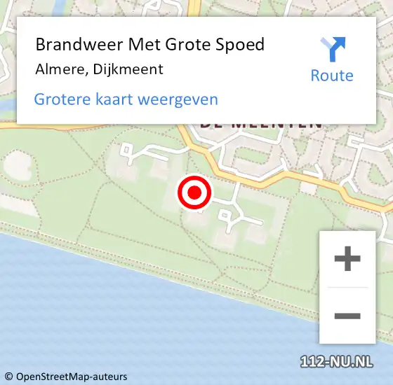 Locatie op kaart van de 112 melding: Brandweer Met Grote Spoed Naar Almere, Dijkmeent op 10 april 2020 21:24