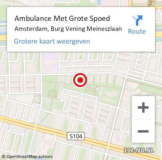 Locatie op kaart van de 112 melding: Ambulance Met Grote Spoed Naar Amsterdam, Burg Vening Meineszlaan op 10 april 2020 21:31