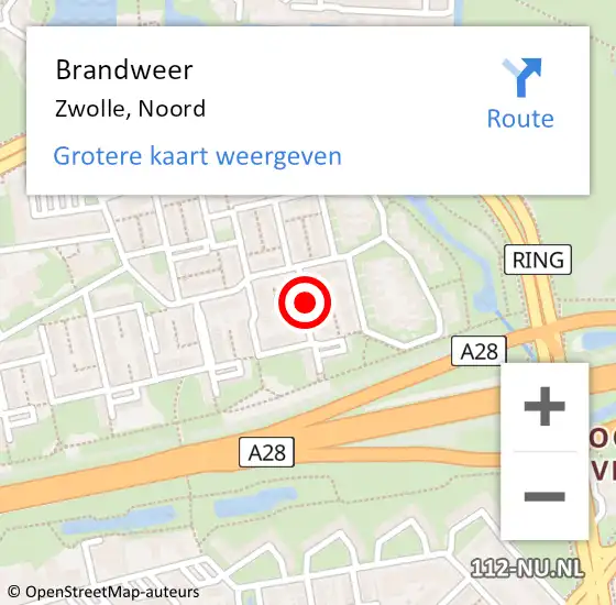 Locatie op kaart van de 112 melding: Brandweer Zwolle, Noord op 10 april 2020 21:35
