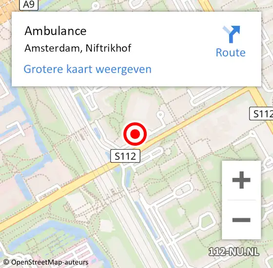 Locatie op kaart van de 112 melding: Ambulance Amsterdam, Niftrikhof op 10 april 2020 21:36