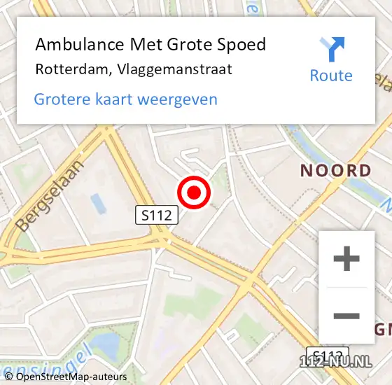 Locatie op kaart van de 112 melding: Ambulance Met Grote Spoed Naar Rotterdam, Vlaggemanstraat op 10 april 2020 21:44