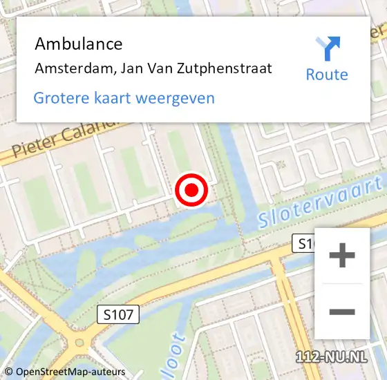 Locatie op kaart van de 112 melding: Ambulance Amsterdam, Jan Van Zutphenstraat op 10 april 2020 21:49
