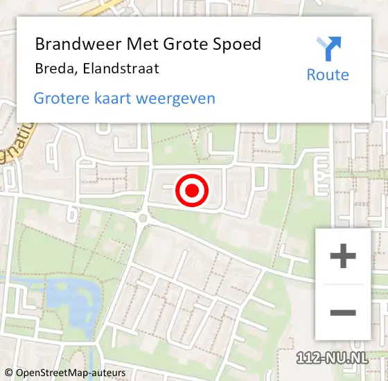 Locatie op kaart van de 112 melding: Brandweer Met Grote Spoed Naar Breda, Elandstraat op 10 april 2020 22:07