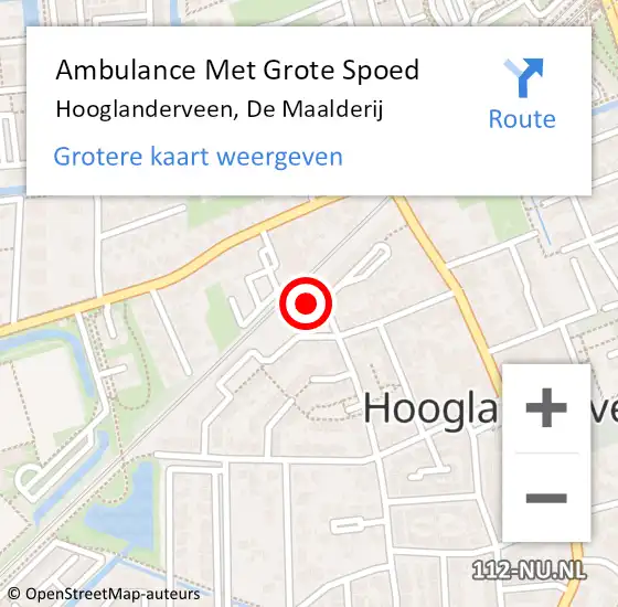 Locatie op kaart van de 112 melding: Ambulance Met Grote Spoed Naar Hooglanderveen, De Maalderij op 3 mei 2014 18:14