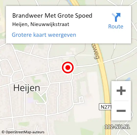 Locatie op kaart van de 112 melding: Brandweer Met Grote Spoed Naar Heijen, Nieuwwijkstraat op 11 april 2020 01:18