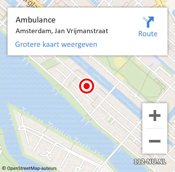 Locatie op kaart van de 112 melding: Ambulance Amsterdam, Jan Vrijmanstraat op 11 april 2020 01:26