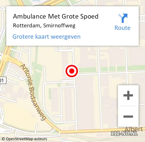 Locatie op kaart van de 112 melding: Ambulance Met Grote Spoed Naar Rotterdam, Smirnoffweg op 11 april 2020 02:06