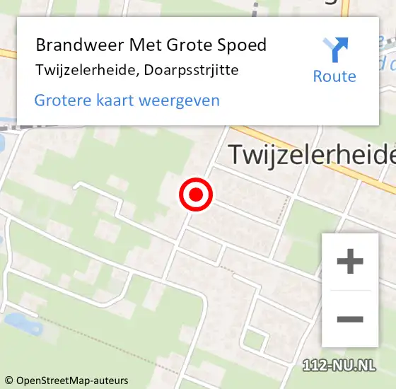 Locatie op kaart van de 112 melding: Brandweer Met Grote Spoed Naar Twijzelerheide, Doarpsstrjitte op 11 april 2020 07:32