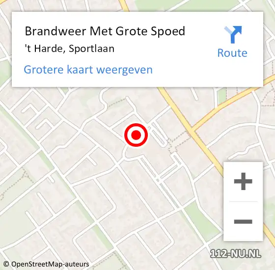 Locatie op kaart van de 112 melding: Brandweer Met Grote Spoed Naar 't Harde, Sportlaan op 11 april 2020 09:07