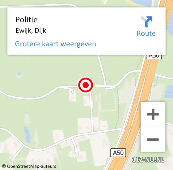 Locatie op kaart van de 112 melding: Politie Ewijk, Dijk op 11 april 2020 09:21