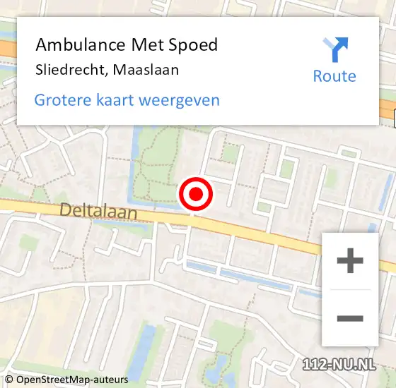 Locatie op kaart van de 112 melding: Ambulance Met Spoed Naar Sliedrecht, Maaslaan op 11 april 2020 09:25