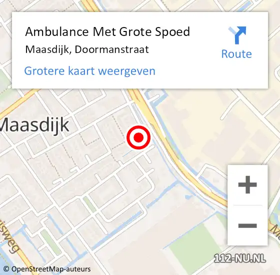 Locatie op kaart van de 112 melding: Ambulance Met Grote Spoed Naar Maasdijk, Doormanstraat op 30 september 2013 19:09