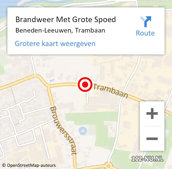 Locatie op kaart van de 112 melding: Brandweer Met Grote Spoed Naar Beneden-Leeuwen, Trambaan op 11 april 2020 10:39