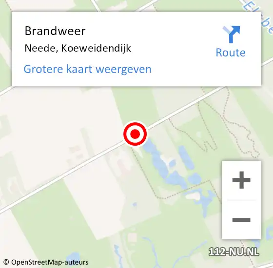 Locatie op kaart van de 112 melding: Brandweer Neede, Koeweidendijk op 11 april 2020 10:39