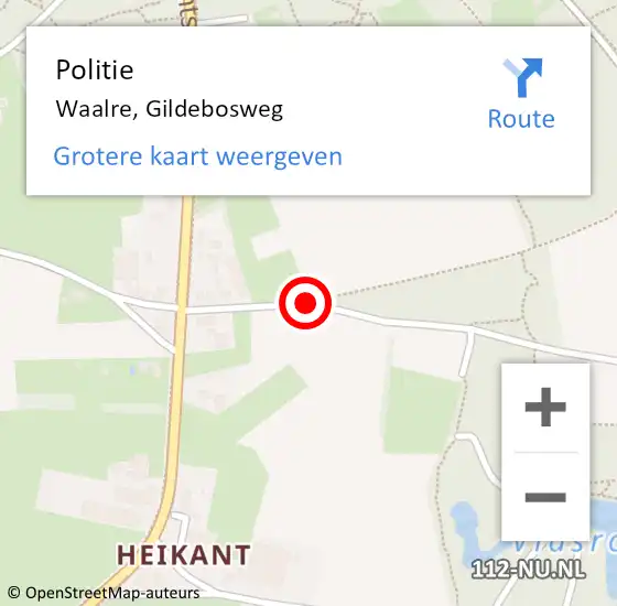 Locatie op kaart van de 112 melding: Politie Waalre, Gildebosweg op 11 april 2020 10:44