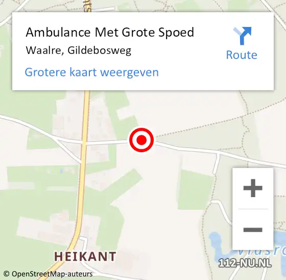 Locatie op kaart van de 112 melding: Ambulance Met Grote Spoed Naar Waalre, Gildebosweg op 11 april 2020 10:44