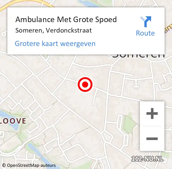 Locatie op kaart van de 112 melding: Ambulance Met Grote Spoed Naar Someren, Verdonckstraat op 11 april 2020 11:00